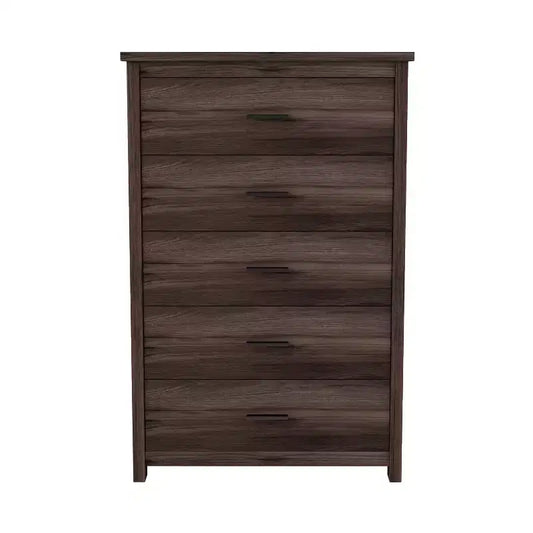 Okak 5-Drawer Dresser with Retro Country Style Easy Buckle Assembly, Smooth Sliding Drawers, Safe Storage for Bedroom