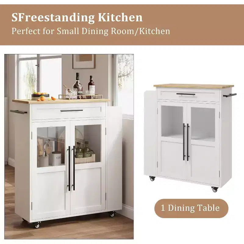 Carrello da cucina mobile con armadietto e portaspezie