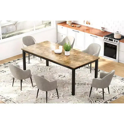 Tavolo da pranzo rettangolare da 180 cm con gambe in metallo, 6-8 posti, superficie impermeabile, angoli arrotondati, scrivania multifunzionale per cucina e ufficio