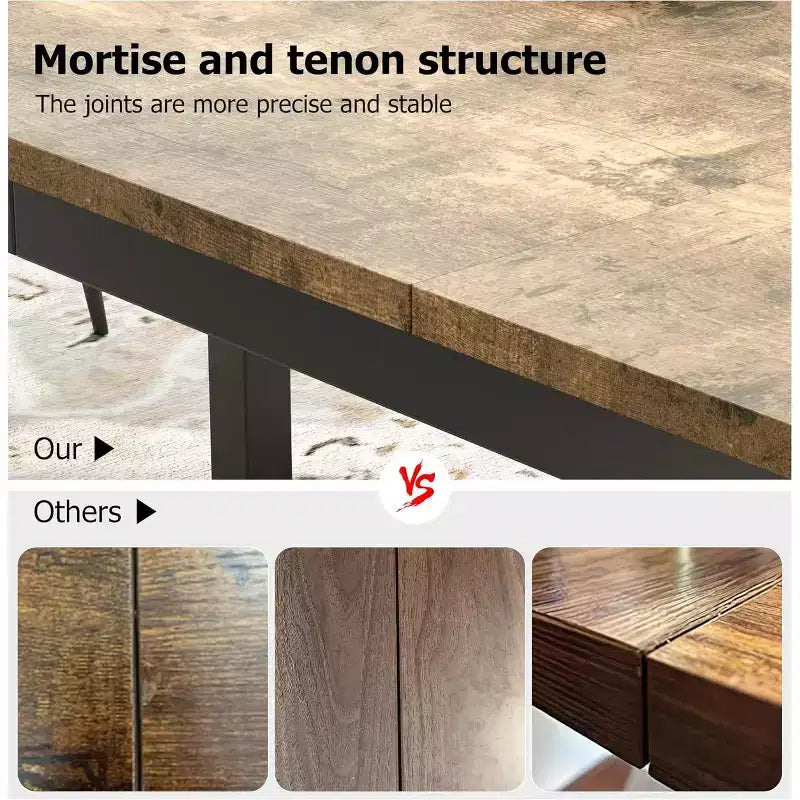 Tavolo da pranzo rettangolare da 180 cm con gambe in metallo, 6-8 posti, superficie impermeabile, angoli arrotondati, scrivania multifunzionale per cucina e ufficio