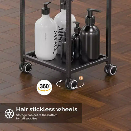 Carrello da salone in metallo con 2 cassetti con serratura