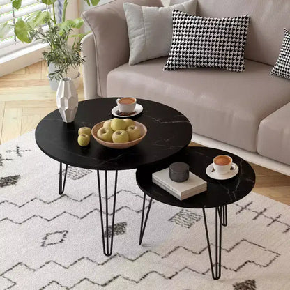 Tavolino da caffè rotondo impilabile da 27,56'', tavolino impilabile circolare, piano del tavolo rotondo in legno