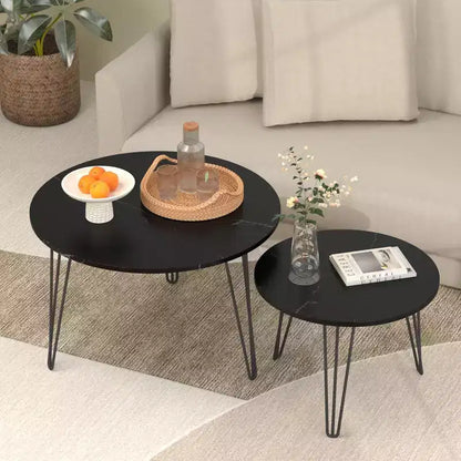 Tavolino da caffè rotondo impilabile da 27,56'', tavolino impilabile circolare, piano del tavolo rotondo in legno
