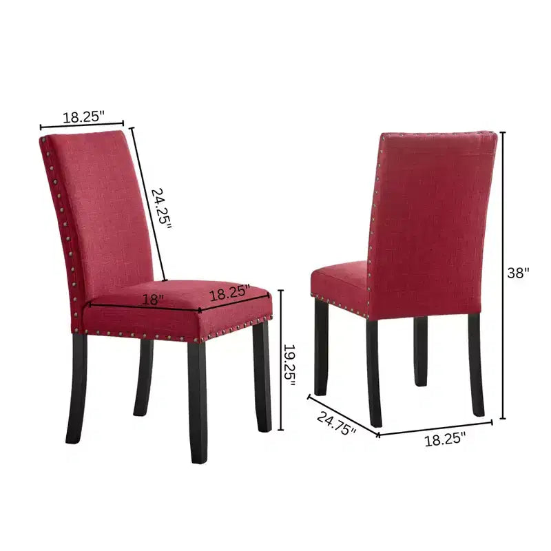 Sedie da pranzo in tessuto Biony con borchie decorative