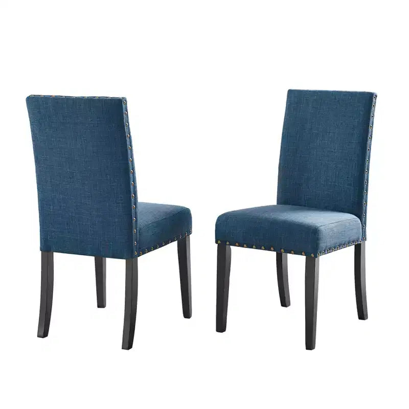 Sedie da pranzo in tessuto Biony con borchie decorative