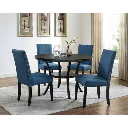 Sedie da pranzo in tessuto Biony con borchie decorative