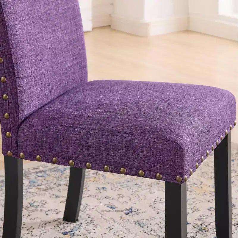 Sedie da pranzo in tessuto Biony con borchie decorative