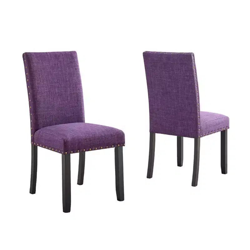 Sedie da pranzo in tessuto Biony con borchie decorative