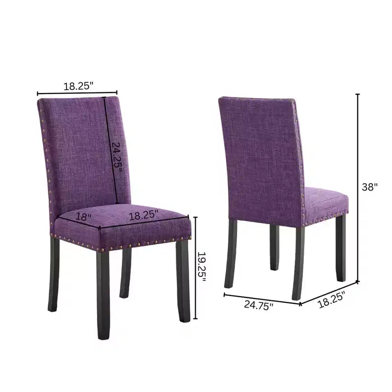 Sedie da pranzo in tessuto Biony con borchie decorative