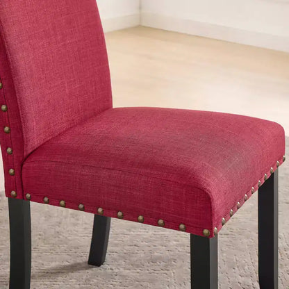 Sedie da pranzo in tessuto Biony con borchie decorative
