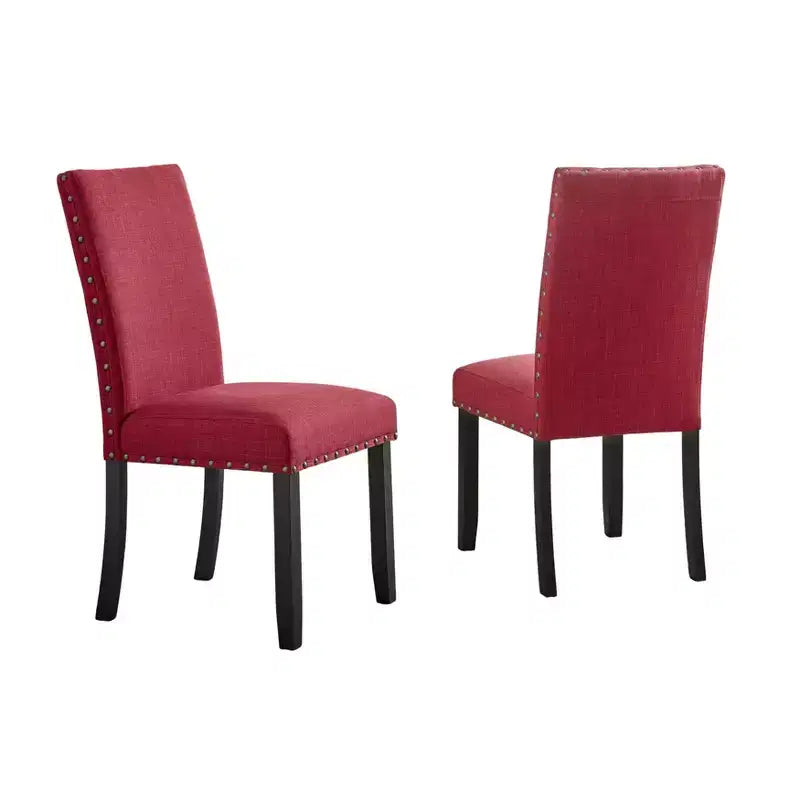 Sedie da pranzo in tessuto Biony con borchie decorative