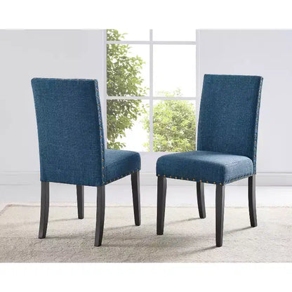 Sedie da pranzo in tessuto Biony con borchie decorative