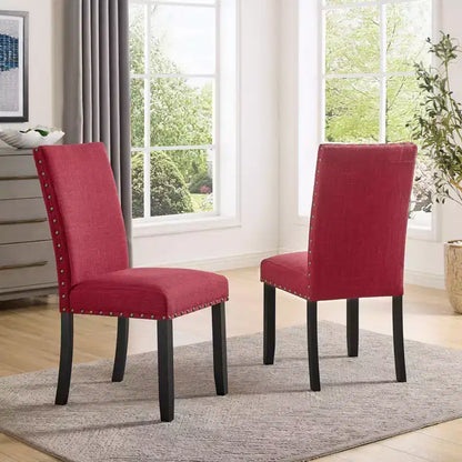 Sedie da pranzo in tessuto Biony con borchie decorative