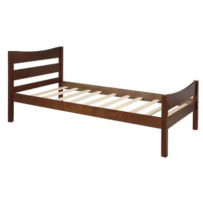 Letto a piattaforma in legno matrimoniale con testiera e supporto a doghe in legno (Noce)