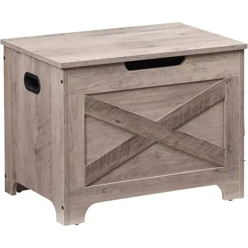 Panca Contenitore in Legno con Cerniera di Sicurezza, Seduta Multi-Uso e Organizer con Maniglie Laterali