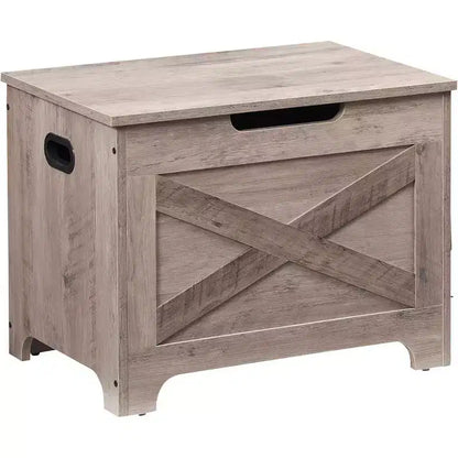 Panca Contenitore in Legno con Cerniera di Sicurezza, Seduta Multi-Uso e Organizer con Maniglie Laterali