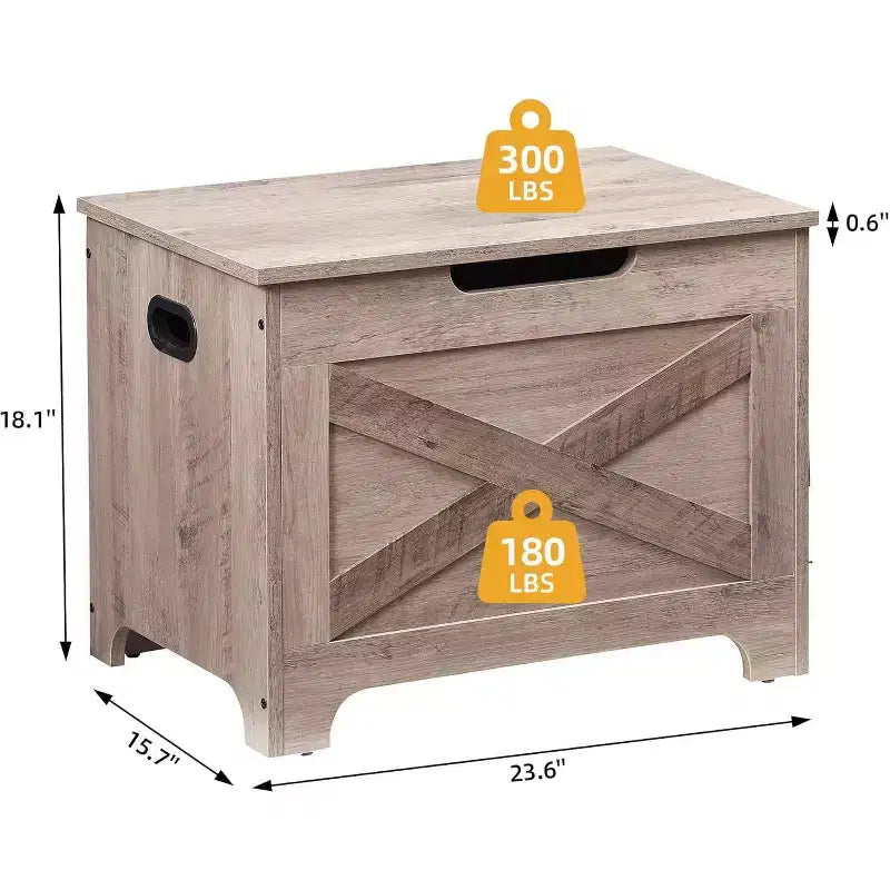 Panca Contenitore in Legno con Cerniera di Sicurezza, Seduta Multi-Uso e Organizer con Maniglie Laterali
