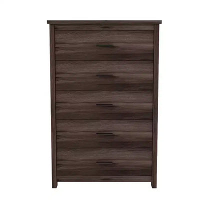 Okak 5-Drawer Dresser with Retro Country Style Easy Buckle Assembly, Smooth Sliding Drawers, Safe Storage for Bedroom