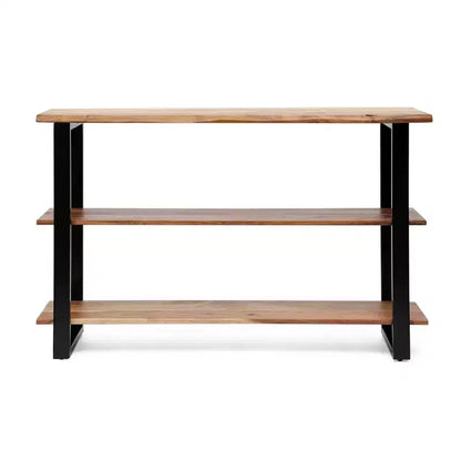 Rooker - Consolle in Legno di Acacia e Ferro, Fatta a Mano, Stile Industriale Moderno