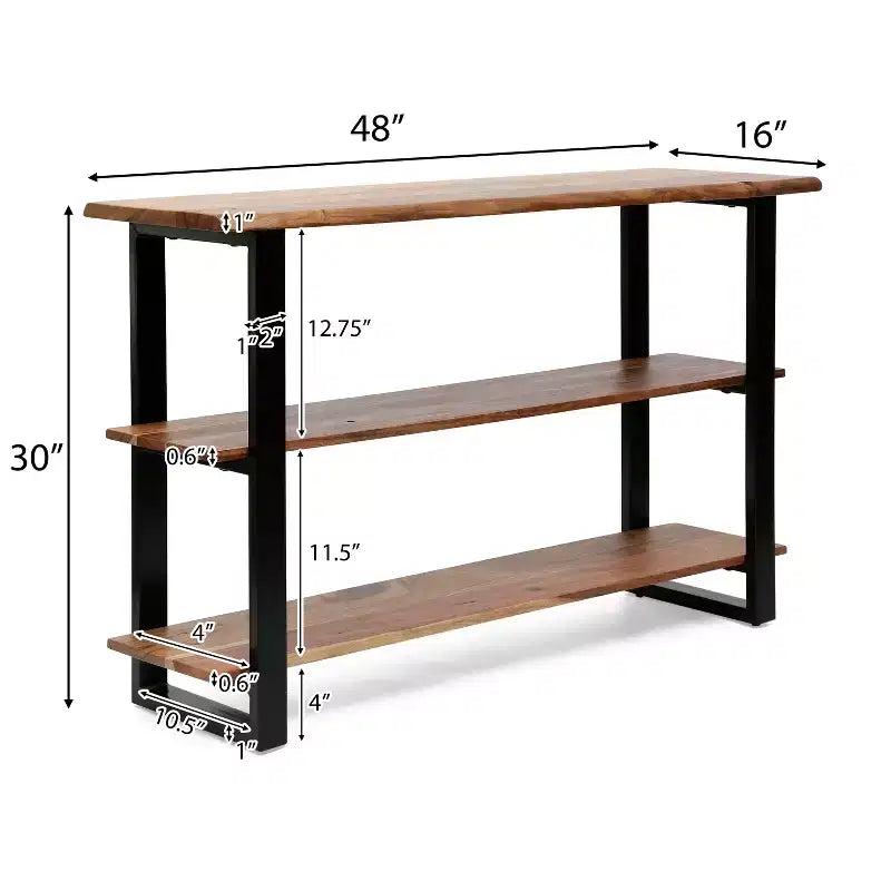 Rooker - Consolle in Legno di Acacia e Ferro, Fatta a Mano, Stile Industriale Moderno