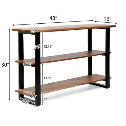 Rooker - Consolle in Legno di Acacia e Ferro, Fatta a Mano, Stile Industriale Moderno