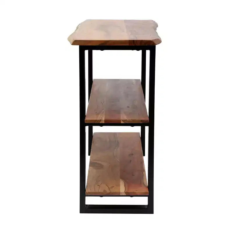 Rooker - Consolle in Legno di Acacia e Ferro, Fatta a Mano, Stile Industriale Moderno