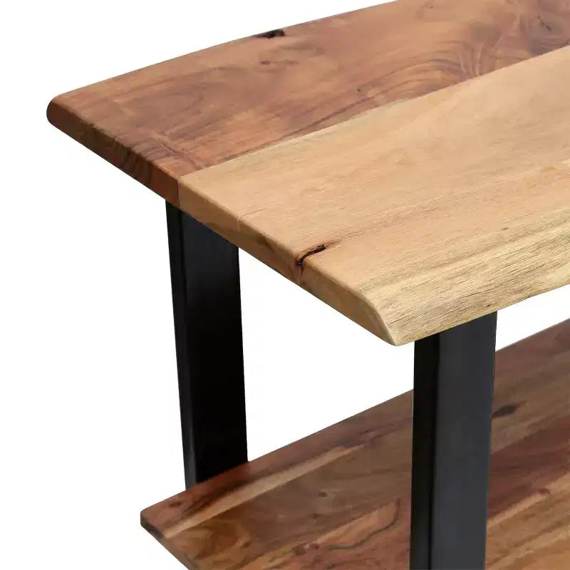 Rooker - Consolle in Legno di Acacia e Ferro, Fatta a Mano, Stile Industriale Moderno