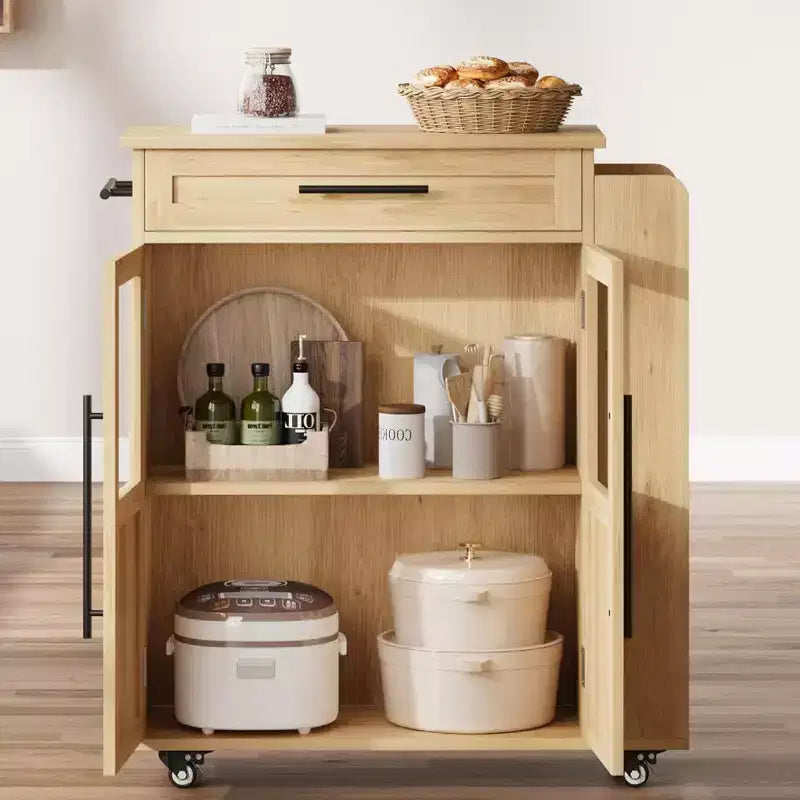 Carrello da cucina mobile con armadietto e portaspezie
