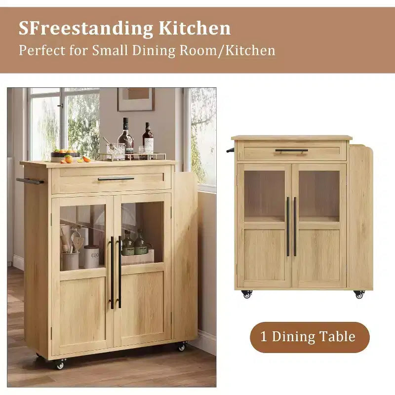 Carrello da cucina mobile con armadietto e portaspezie