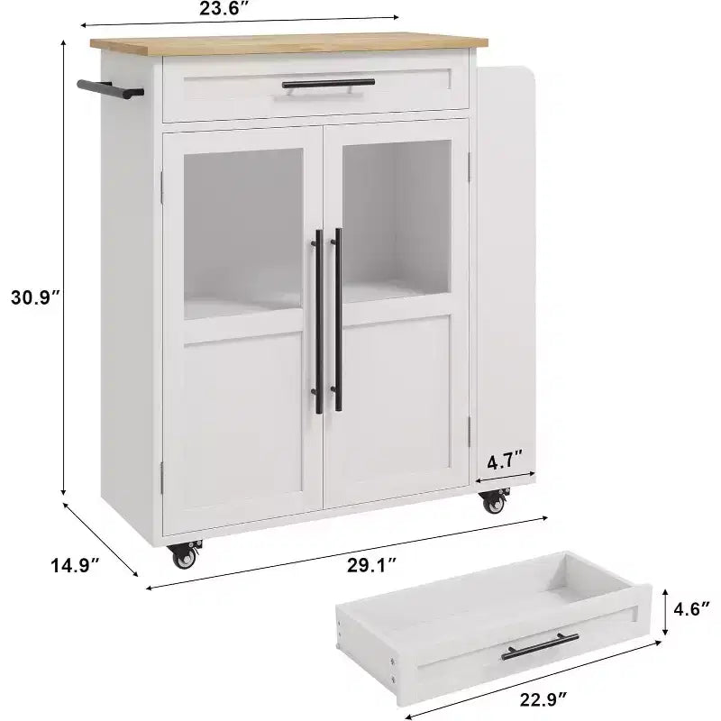Carrello da cucina mobile con armadietto e portaspezie