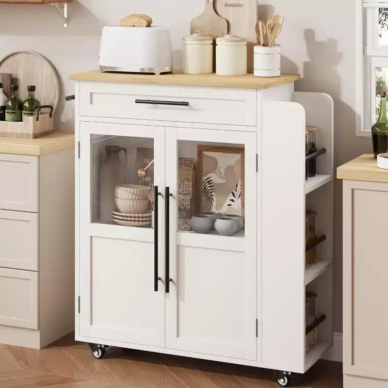 Carrello da cucina mobile con armadietto e portaspezie