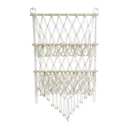 Stuffed Animal Storage Hammock Toy Hammock Net 2-layer Wood Plush Toys Holder Hanging Toy Organizer Wall Hanging Mesh Net for Nursery Play Room