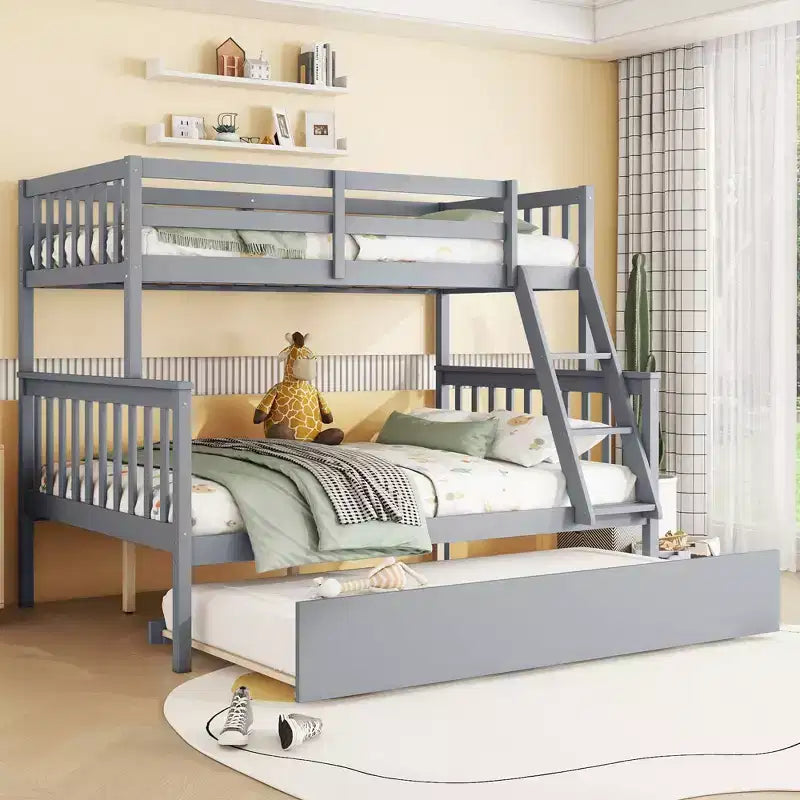 Letto a Castello Gemello su Una Piazza e Mezza con Letto Estraibile e Scala Convertibile