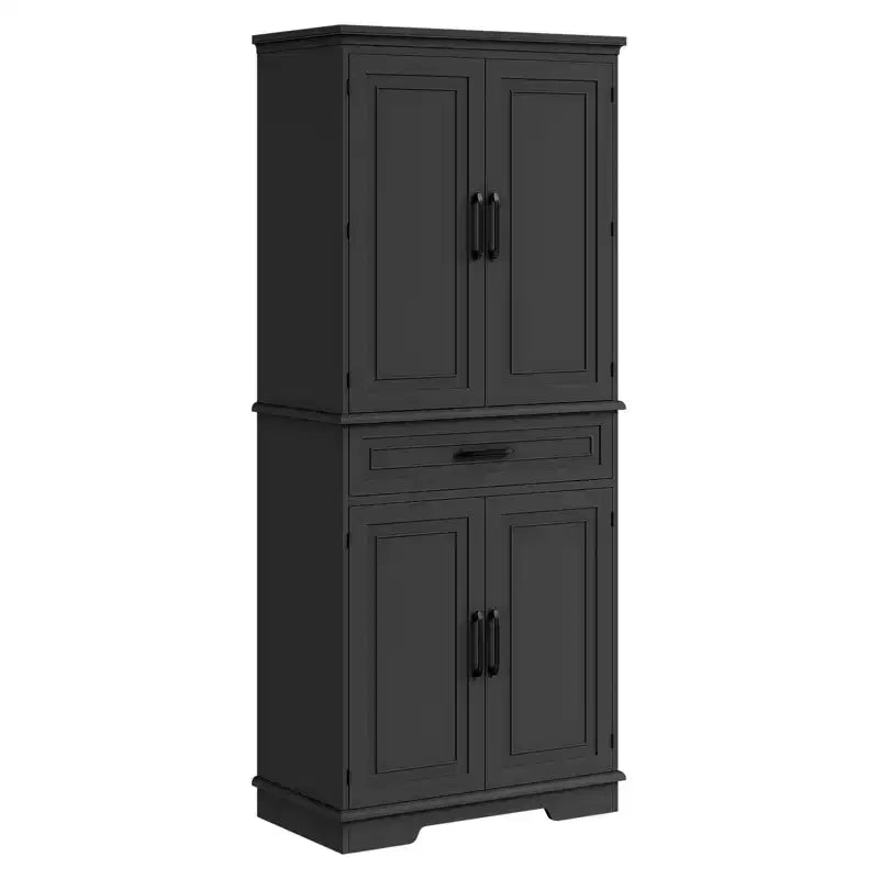 Dispensa Alta 183 cm, Armadietto da Cucina in Stile Rustico con Cassetto, 4 Ripiani Regolabili, 6 Ripiani sullo Sportello