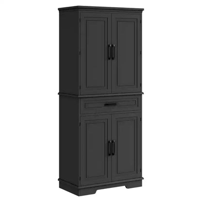 Dispensa Alta 183 cm, Armadietto da Cucina in Stile Rustico con Cassetto, 4 Ripiani Regolabili, 6 Ripiani sullo Sportello