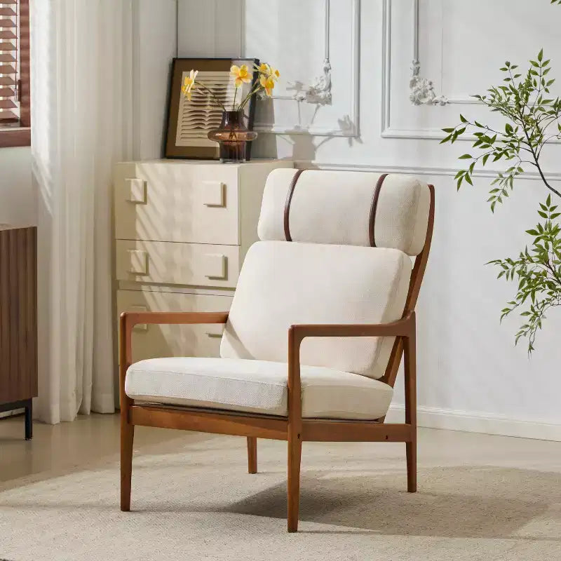 Christopher Knight Home Zephys Poltrona moderna in legno con schienale alto e cuscini in stile Mid-Century