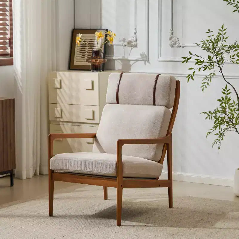 Christopher Knight Home Zephys Poltrona moderna in legno con schienale alto e cuscini in stile Mid-Century