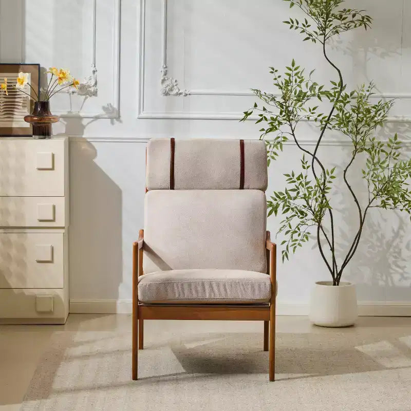 Christopher Knight Home Zephys Poltrona moderna in legno con schienale alto e cuscini in stile Mid-Century
