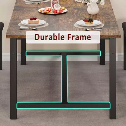 Set da tavolo da pranzo rettangolare allungabile da 160 cm (63 pollici) in marrone rustico per 4-6 persone, con 2 panche morbide, design salvaspazio per piccoli ambienti