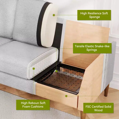 Dyonery 88 Divano Due Posti per Salotto, Comodo Divano Moderno Grigio Blu Oversize, Divano Grande per Camera da Letto Ufficio Montaggio Senza Attrezzi