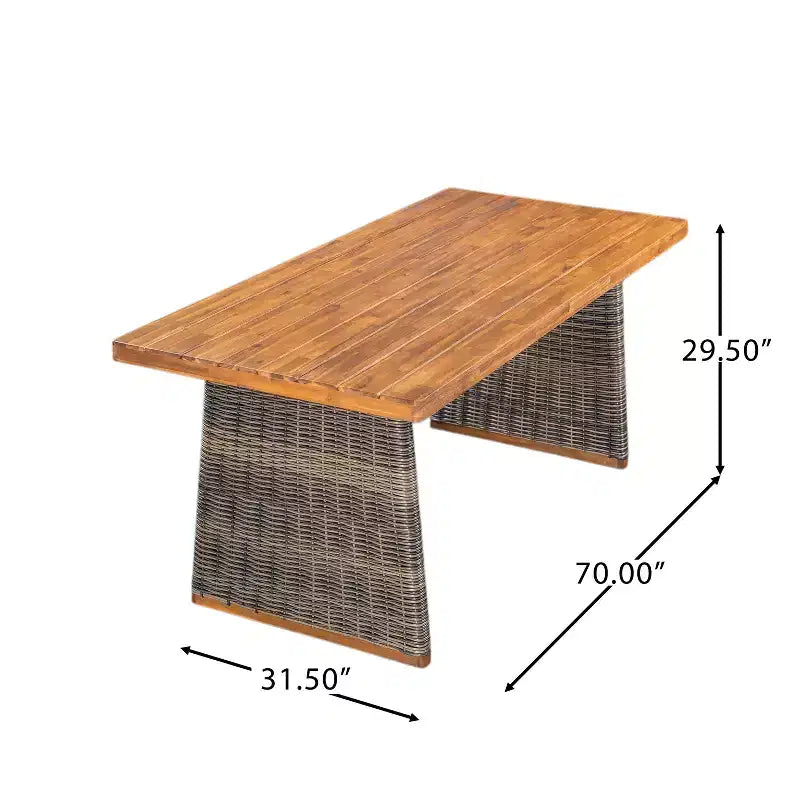 Set da pranzo Christopher Knight Home Varesa in rattan rustico e legno di acacia da 6 pezzi con cuscini