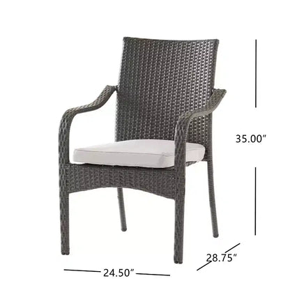 Set da pranzo Christopher Knight Home Varesa in rattan rustico e legno di acacia da 6 pezzi con cuscini