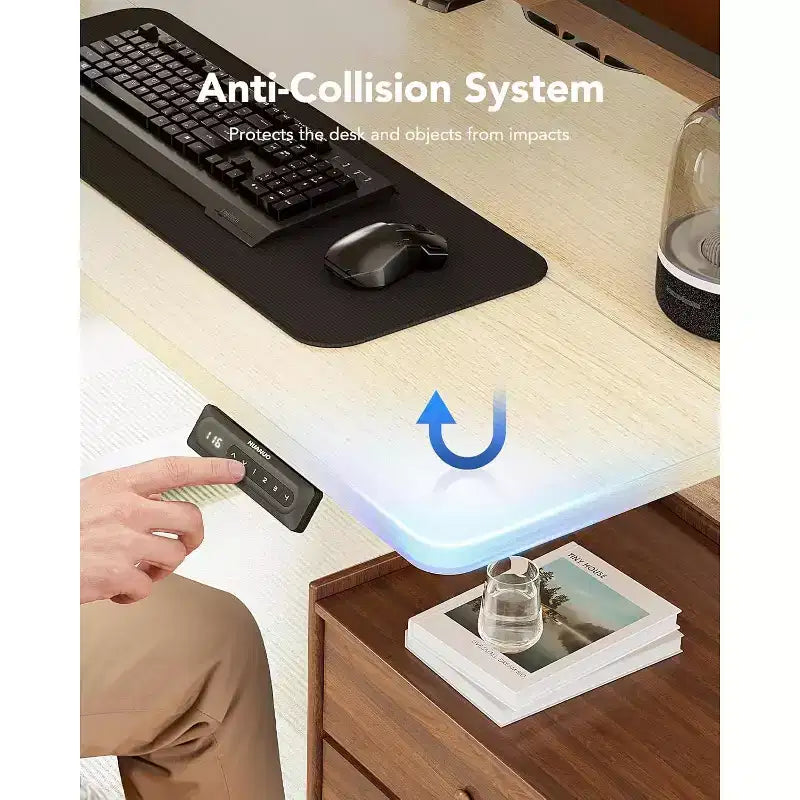 Scrivania Elettrica Regolabile in Altezza HUANUO 40x24, con 4 Impostazioni di Memoria, Gancio per Cuffie e Gestione Cavi per Ufficio Domestico