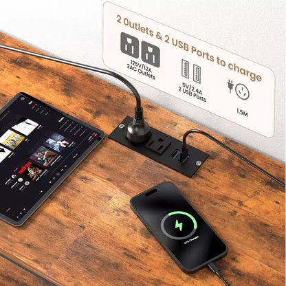 GustoWave Comodino da Comodino a 12 Cassetti in Tessuto, Cassettiera Stretta con Stazione di Ricarica, Luci a LED e Telaio in Metallo, Organizzatore Moderno per Vestiti