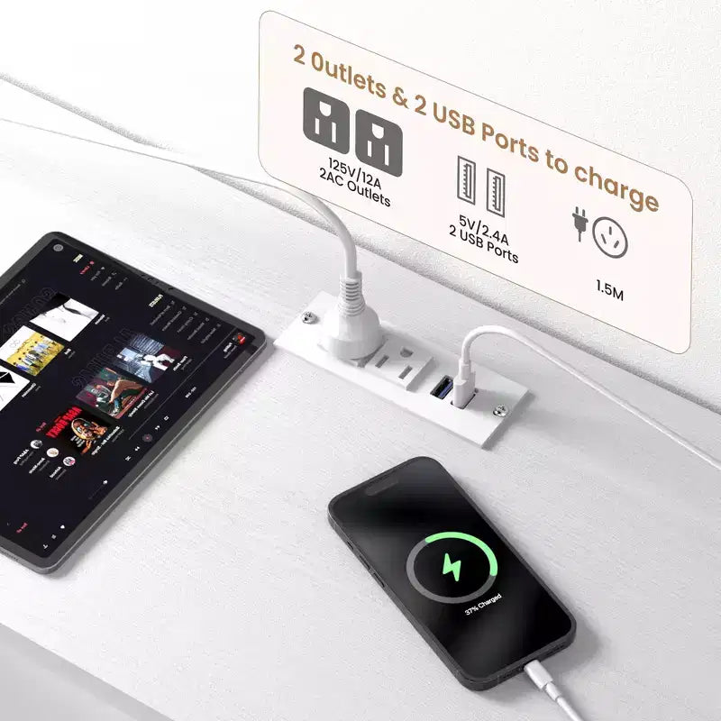 GustoWave Comodino da Comodino a 12 Cassetti in Tessuto, Cassettiera Stretta con Stazione di Ricarica, Luci a LED e Telaio in Metallo, Organizzatore Moderno per Vestiti