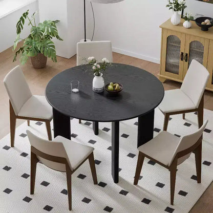 PexFix 45 Tavolo da pranzo rotondo in legno massello nero stile rustico per sale da pranzo moderne e riunioni di famiglia