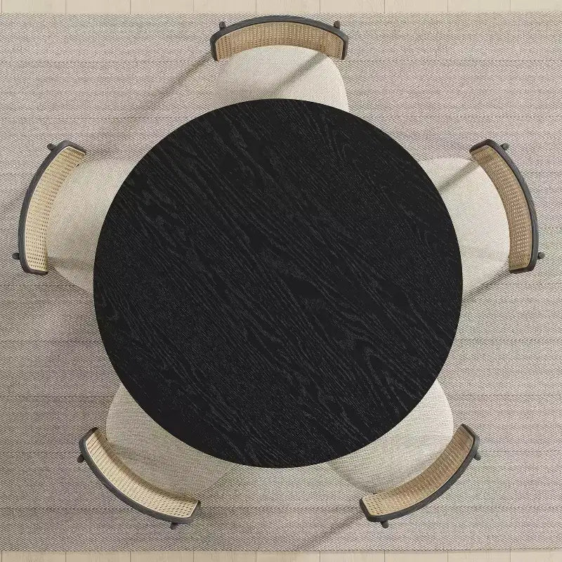PexFix 45 Tavolo da pranzo rotondo in legno massello nero stile rustico per sale da pranzo moderne e riunioni di famiglia