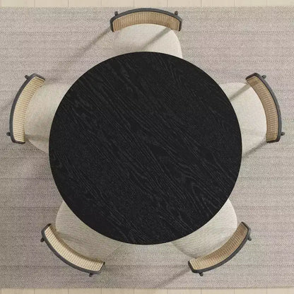 PexFix 45 Tavolo da pranzo rotondo in legno massello nero stile rustico per sale da pranzo moderne e riunioni di famiglia