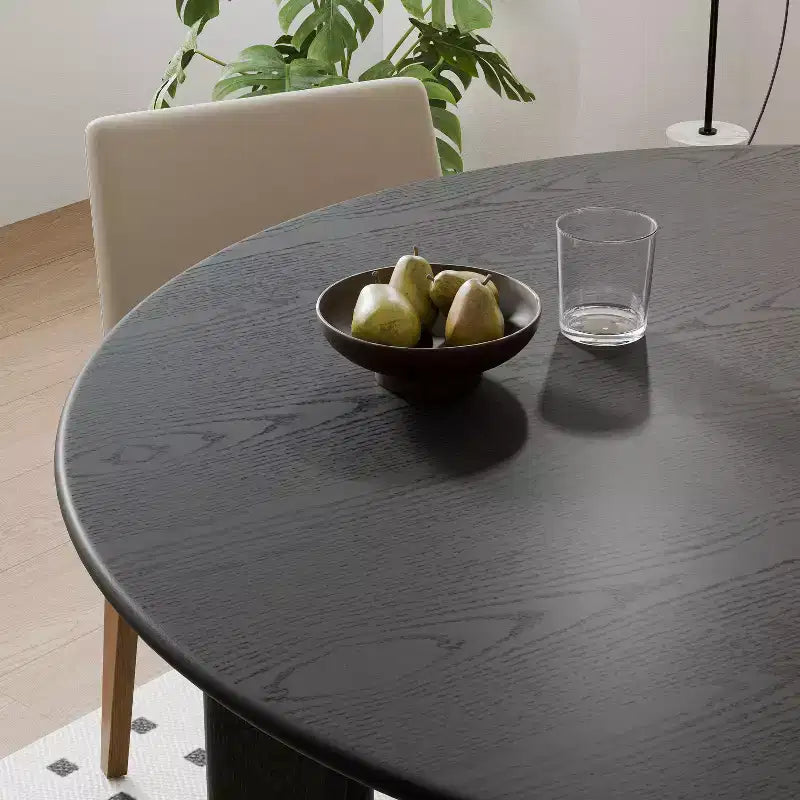 PexFix 45 Tavolo da pranzo rotondo in legno massello nero stile rustico per sale da pranzo moderne e riunioni di famiglia