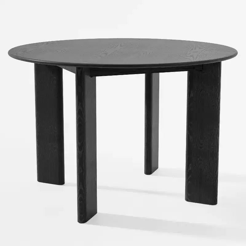 PexFix 45 Tavolo da pranzo rotondo in legno massello nero stile rustico per sale da pranzo moderne e riunioni di famiglia